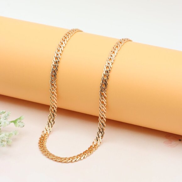 "Elegant Rose Gold Flat Link Necklace, Statement Jewelry, XPNL0265 - Picture 6 of 12